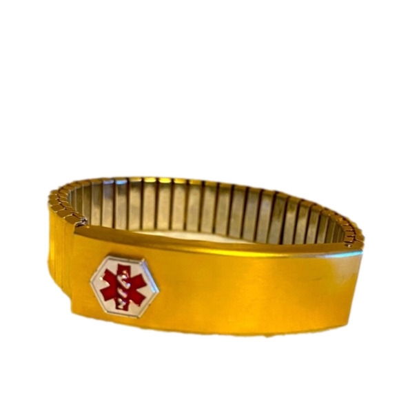 VTG Speidel USA Gold Tone Stretch Bracelet 8” 17mm Wide Secret compartment - Picture 1 of 5